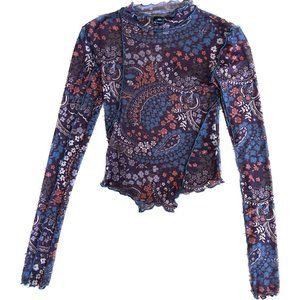 Asymmetrical Printed Mesh Shirt